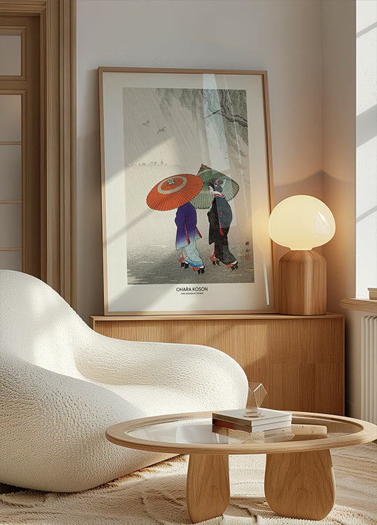 Two Women In The Rain Poster