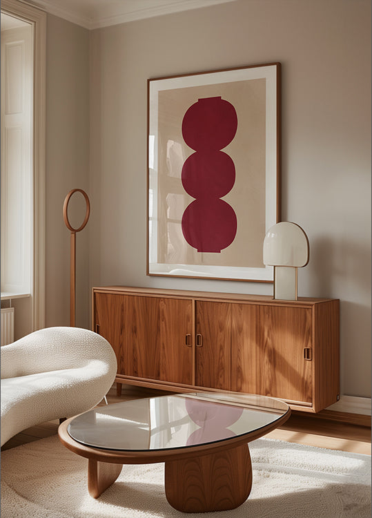 Crimson Symmetrical Shapes Poster