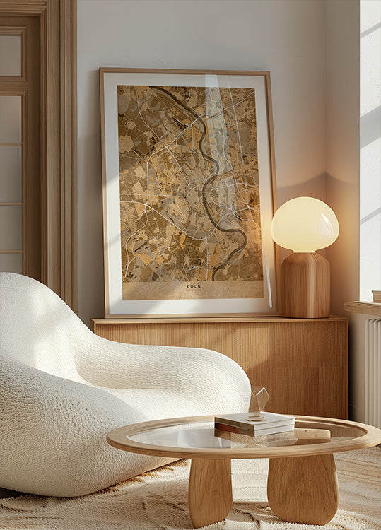 Sepia vintage map of Cologne Germany Poster