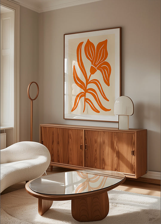 Abstract Orange Stylized Tulip Poster