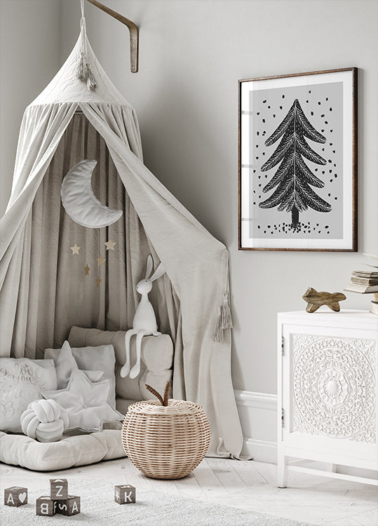 Monochrome Pinefall Poster