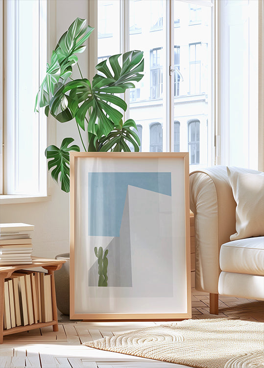 Minimal Desert View, Cactus and Geometry Poster