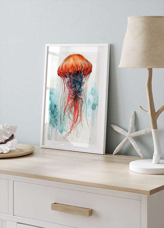 Animal Watercolor Art Medusa Sea Life Poster