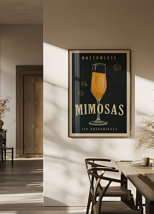 Bottomless Mimosas Art Deco Cocktail Bar Art Poster