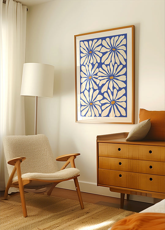 Sunny Floral Blue Poster