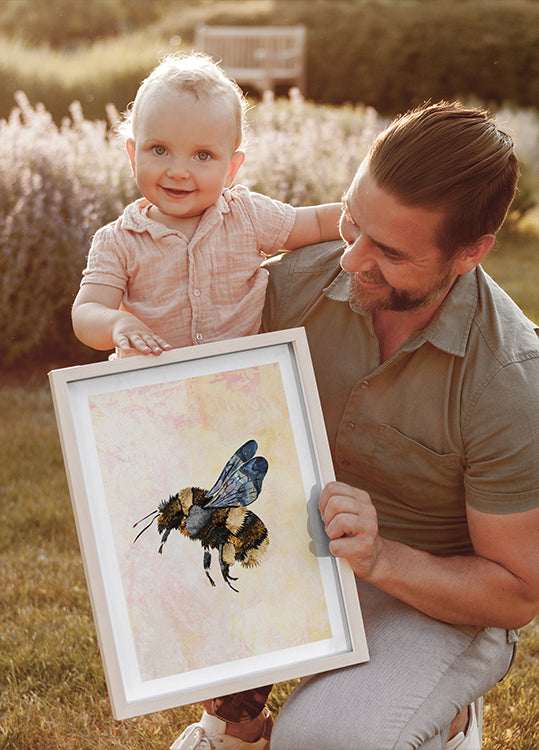 Grunge Watercolor Bee Poster