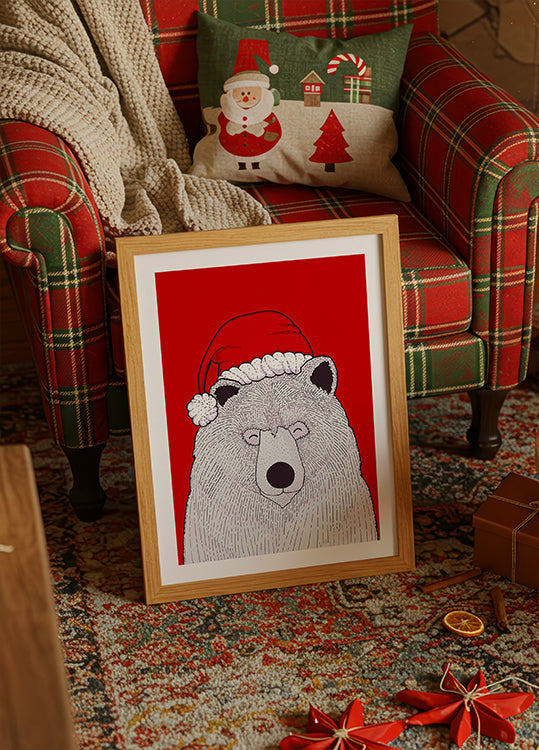 Santa red bear Poster