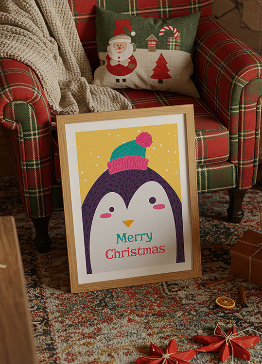 Xmas Card With Penguin By Barsrsind Poster