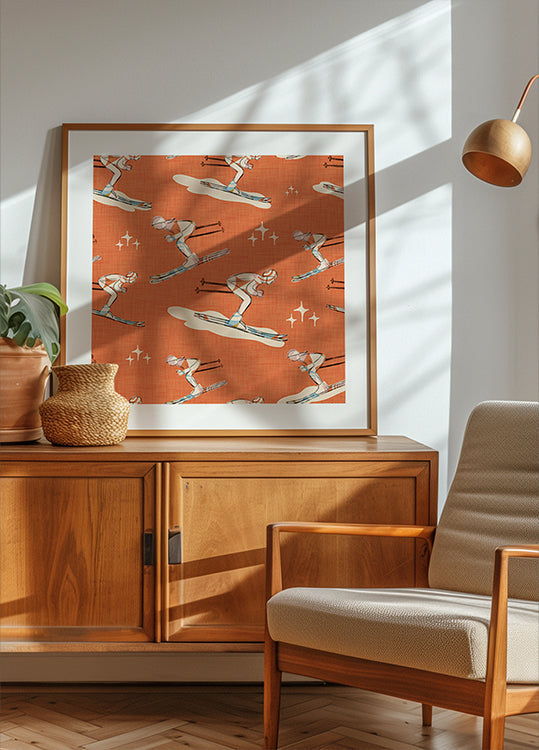 Winter Sports Retro Vintage Ski Blue.png Poster