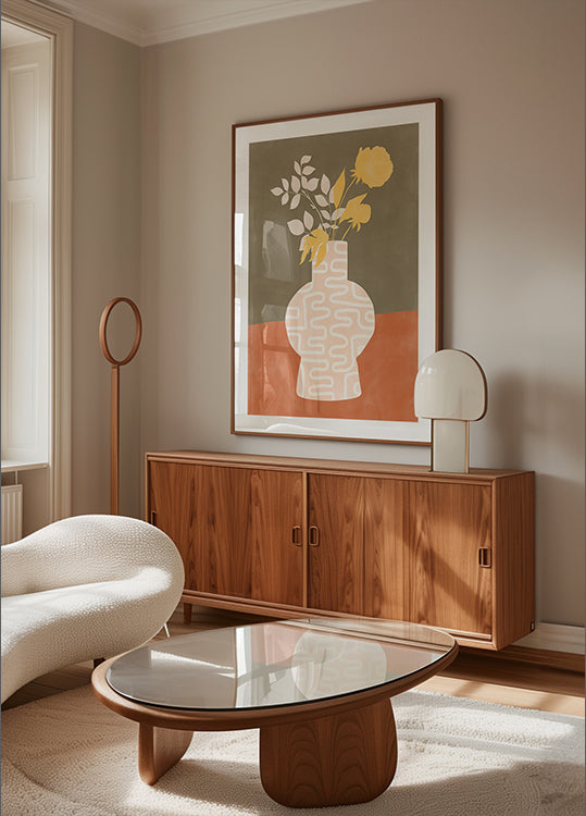 Stylized Vase With White Patterns Poster