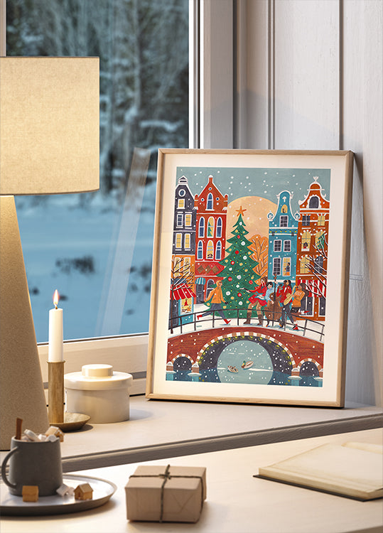 Snowfall in Amsterdam Poster