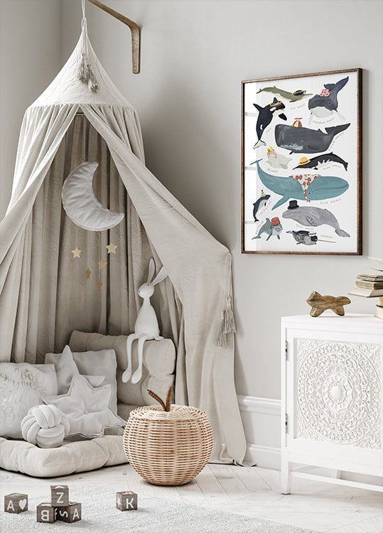 Whales In Hats Poster