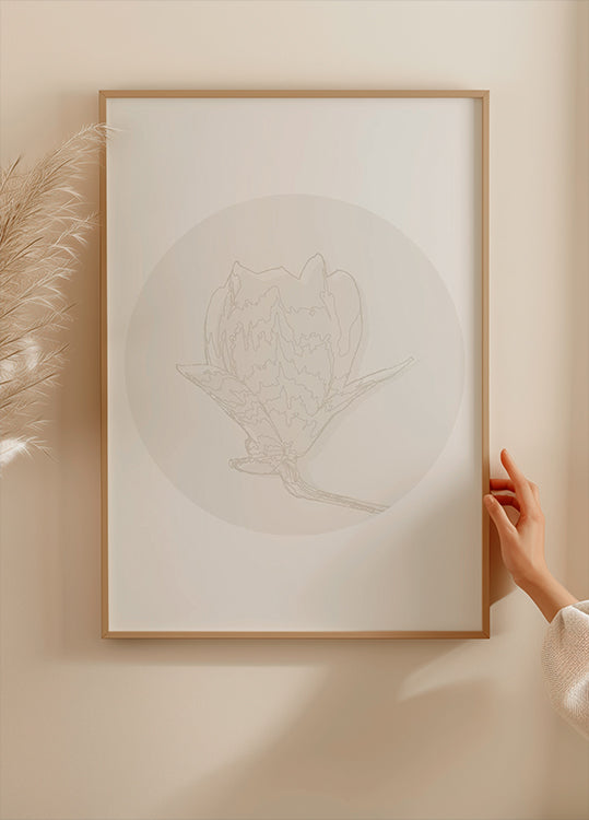 Magnolia Elegance, Botanical Line Art Poster