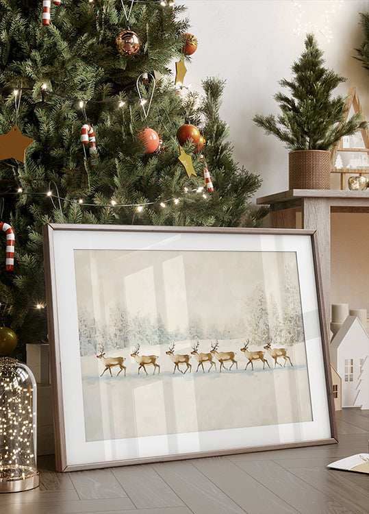 Winter Wonderland: Reindeer Procession Poster
