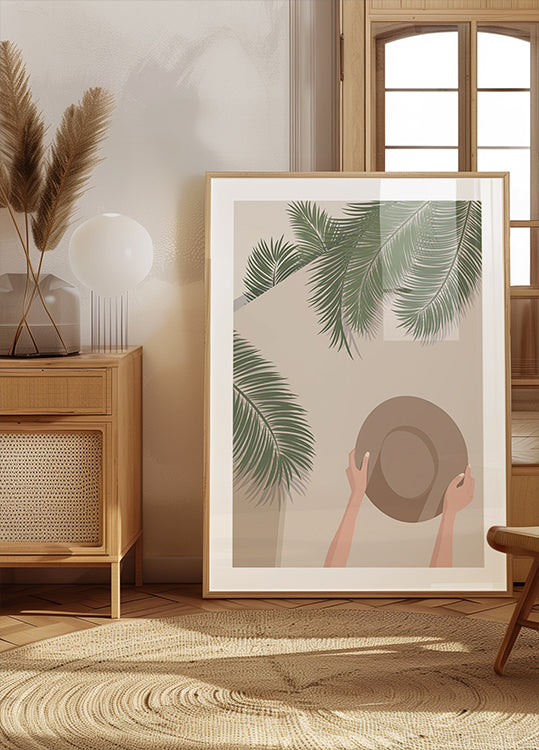 Enjoy the Moment 1, Tropical Palms and Summer Hat Poster