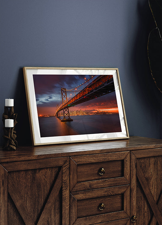 Bay Bridge at Night Poster