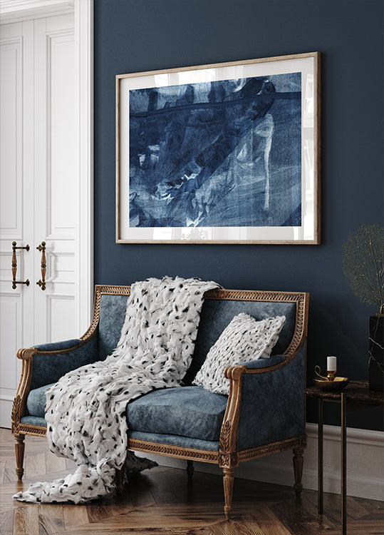 Blue Texture Flowing Vertical Lines Poster