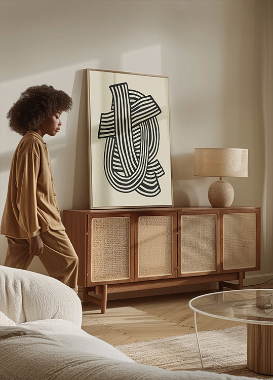 Striped Abstract In Black Poster