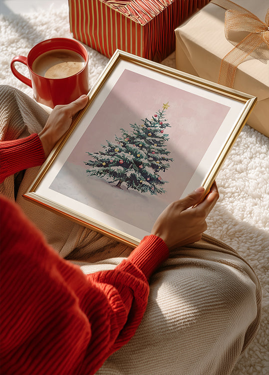 Snow-Covered Christmas Tree Poster