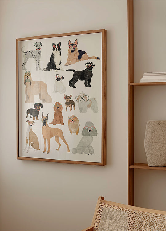 Dogs in glasses Print Poster