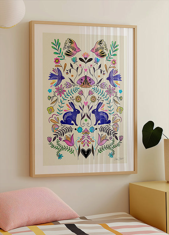 Colorful Folk Art Illustration Poster