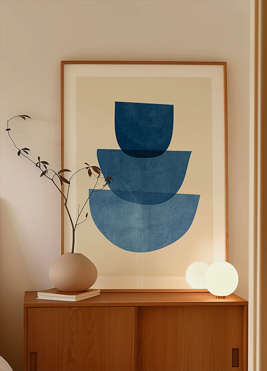 Geometric Abstract Shapes Blue Poster