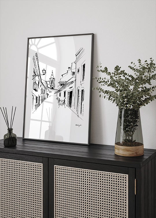 Waking Up In Portugal, Travel Sketch Poster