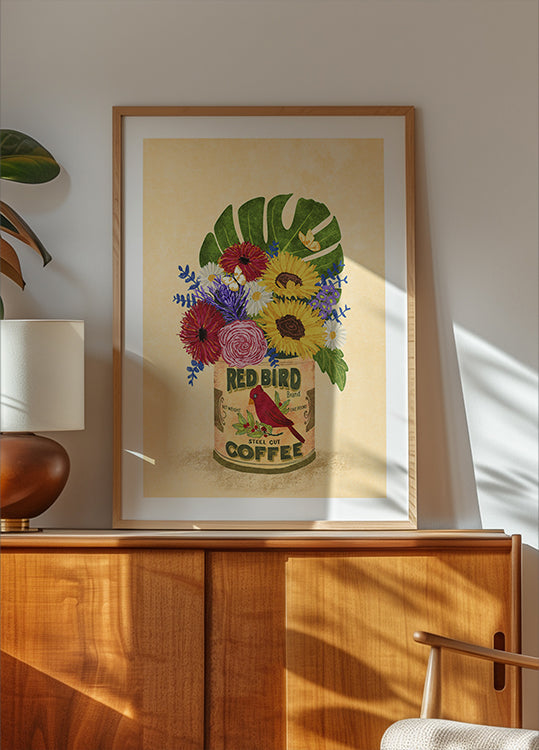 Flowers In A Vintage Coffee Can Poster
