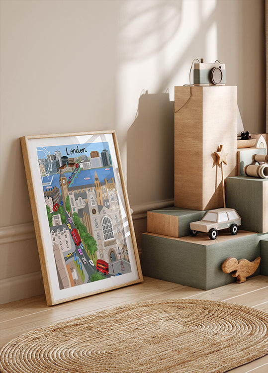 London City with View of the Thames River and Big Ben by Artist Carla Daly Poster