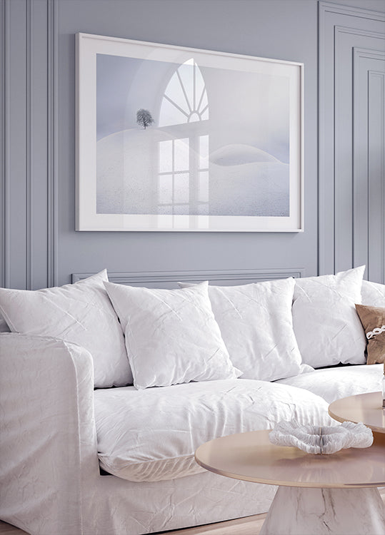 Lone Tree on Winter Dunes Poster