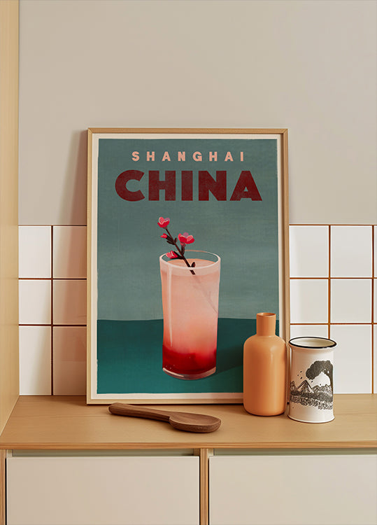 Travel Cocktail Shanghai China Poster
