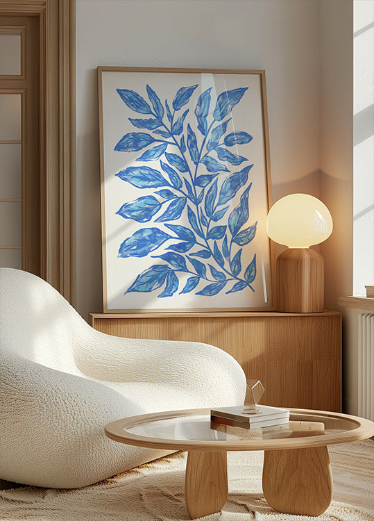 Botanical Illustration Of Blue Leaves Poster