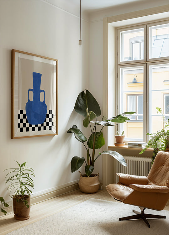 Azure Vase Chess Board Poster