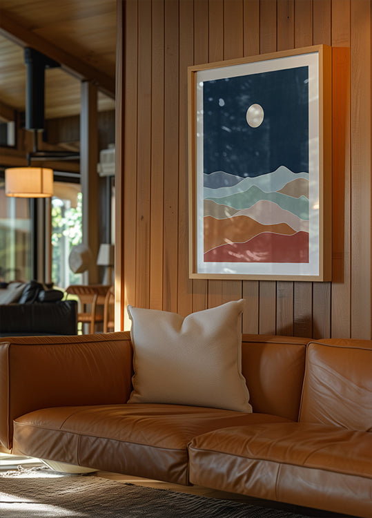 Moonlit Hill Scape Poster