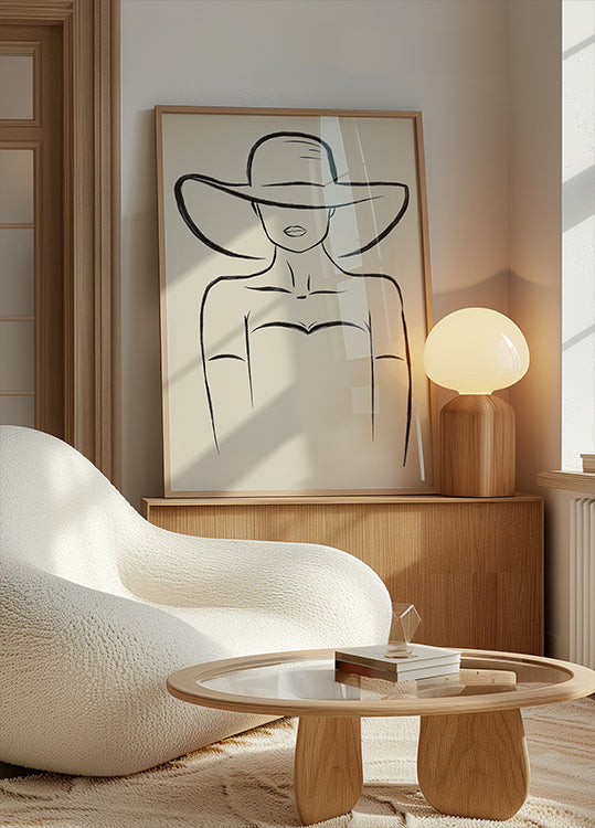 Woman in Wide Hat Poster