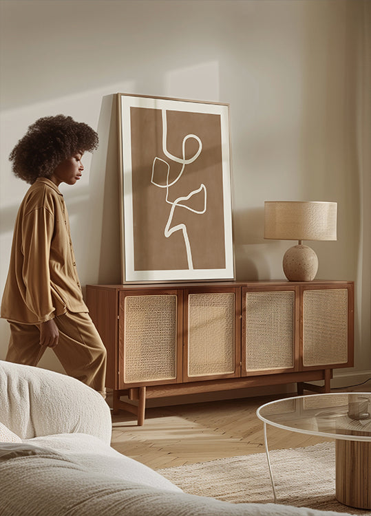 White Single Line Artwork Poster