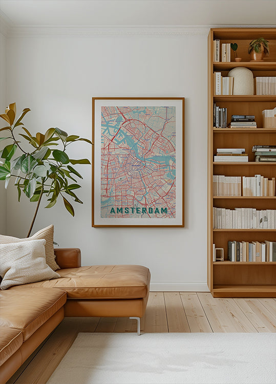 Retro Map Amsterdam Poster