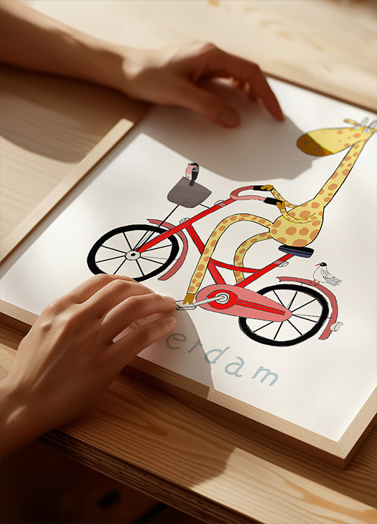 Giraffe on Wheels Poster