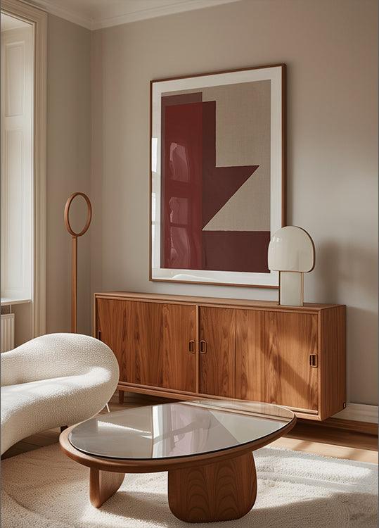 Red Geometric Composition Poster