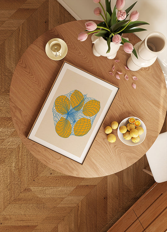 Five Lemons In A Net Bag Poster