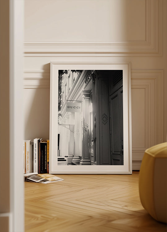 Gucci Storefront Black & White Poster