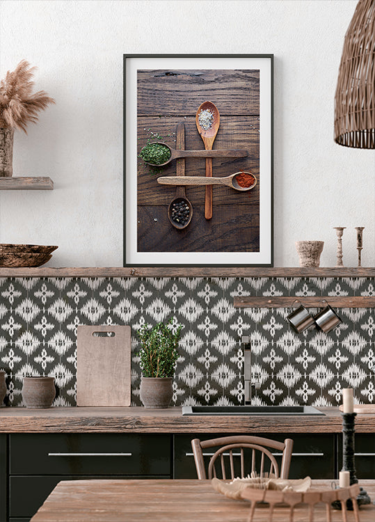 Wooden Spoons With Colorful Spices