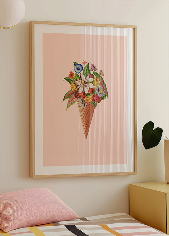 Botanical pink ice cream Poster
