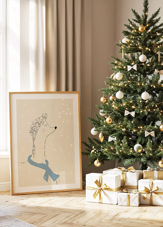 Poodle in the Snow Poster