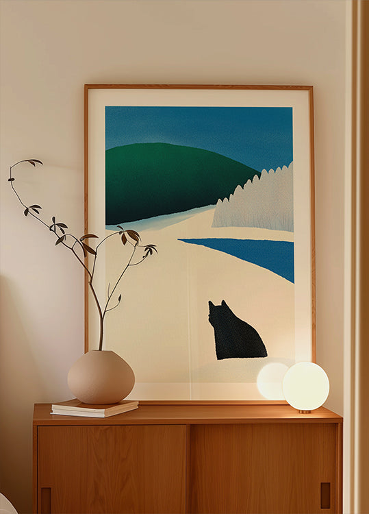 Black Cat Wandering Poster