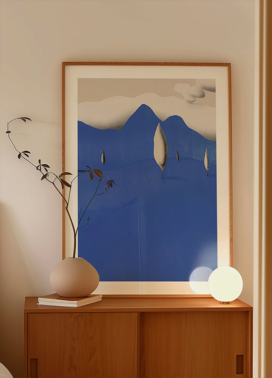 Surreal Landscapes With Blue Mountains Poster