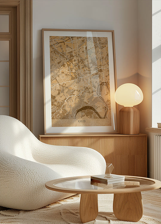 Sepia vintage map of Frankfurt downtown Germany Poster