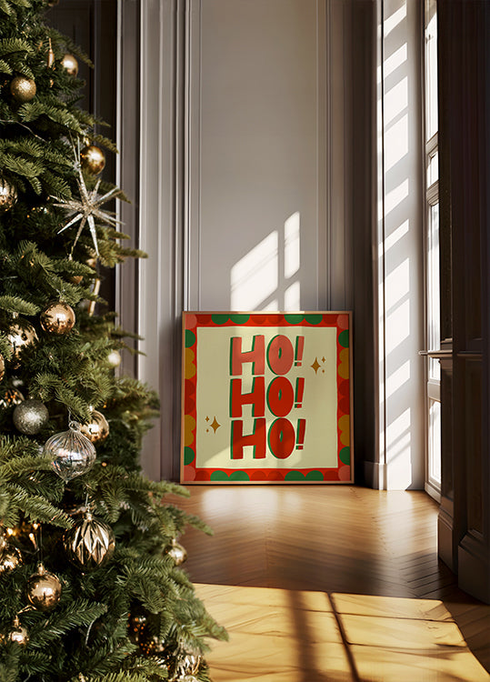 Ho Ho Ho Chirstmas Festive Illustration Poster