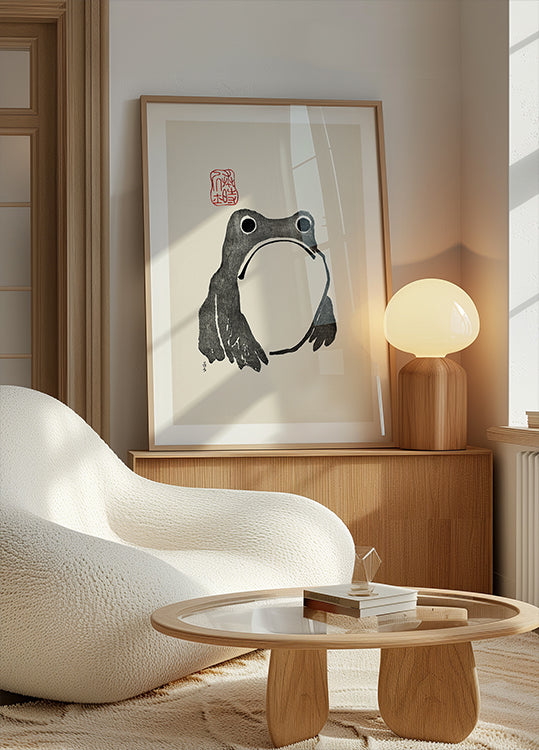 Grumpy Frog In Black Poster