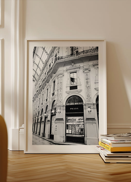 Prada Milan Boutique Black & White Poster